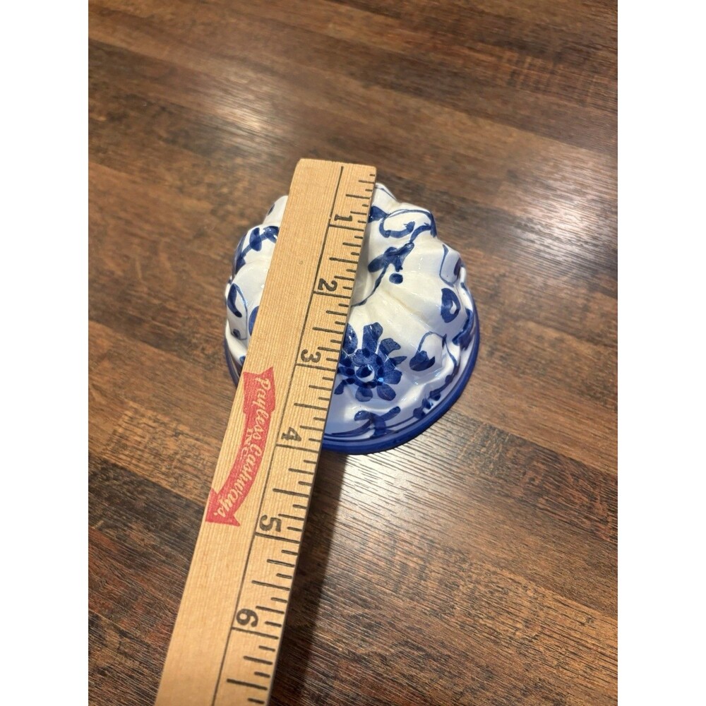 Vintage ABC Bassano ceramic molds, hand-painted blue and white floral design